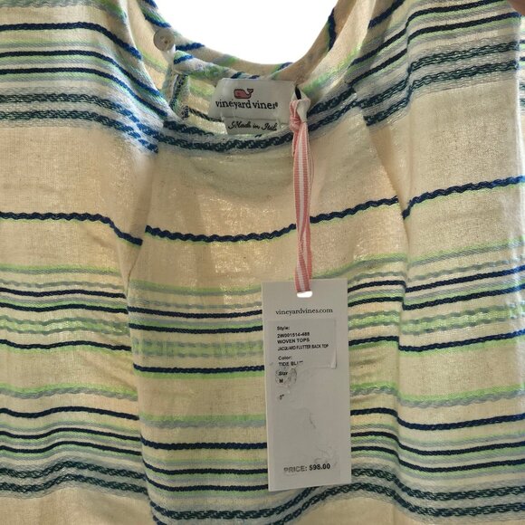 Vineyard Vines Womens Blue Jacquard Flutter Back Top Size M. Open Back NWT - Picture 3 of 4